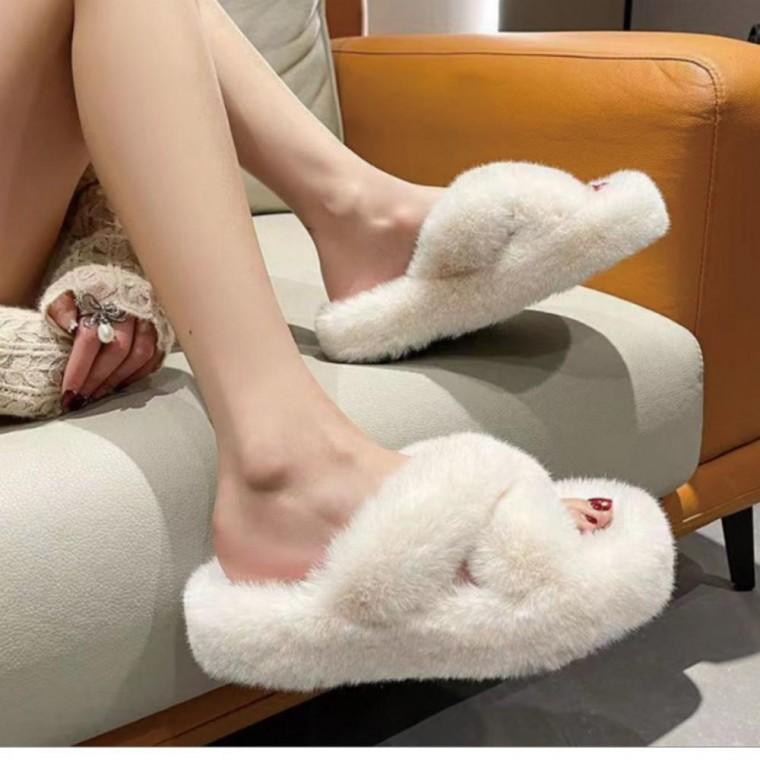 포근한 여성 푹신한 보온 푹신한 슬리퍼 방한 털 털 겨울 슬리퍼 실내화