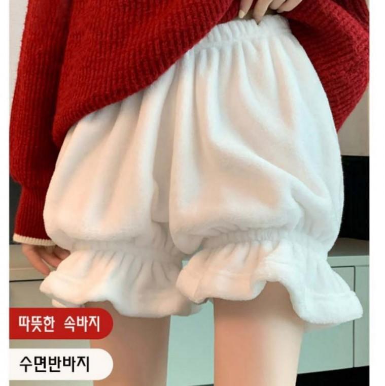 따뜻한 프릴 속바지 보온 겨울 보온 겨울 수면반바지 잠옷 여성 속바지