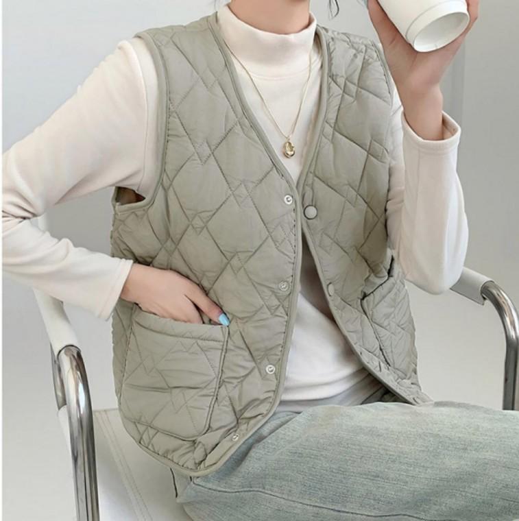 패딩조끼 양모패딩조끼 양모조끼 누빔조끼 이너 남녀공용 패딩 이너 브이넥