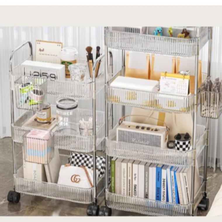 2세대 바퀴달린 이동식 투명 선반 3단 CTR 트롤리 4단 트롤리 이동