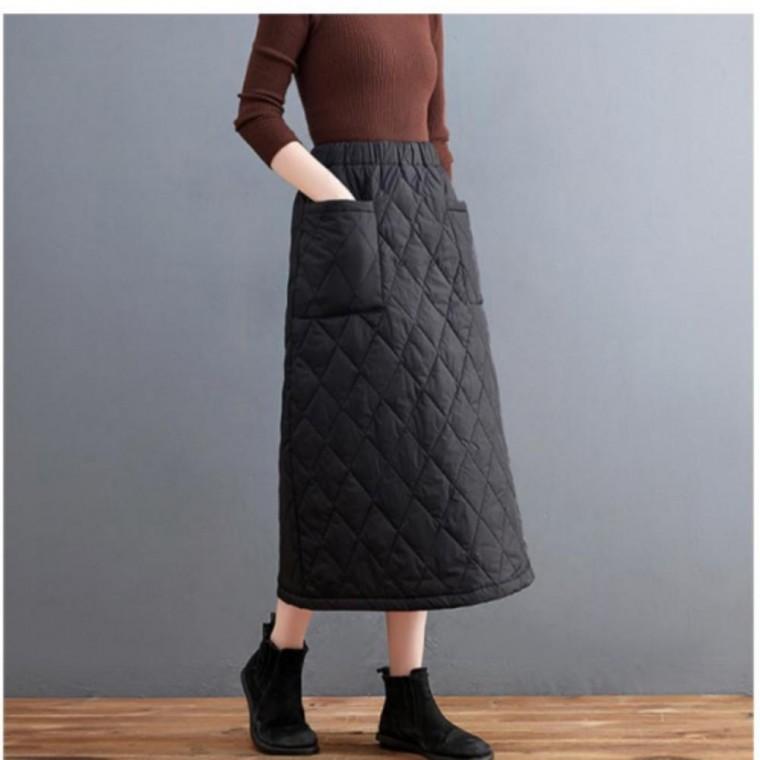 윈터 치마 뛰어난 스커트 밴딩 패딩 보온 패딩스커트 누빔 여성