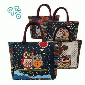 부엉이 자수 가방 (토트백/토드)[BG111]여성가방/데일리/미니백/빈티지/패션/캐릭터/쇼핑백