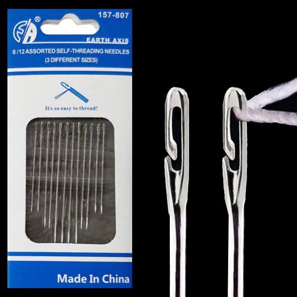 (12개입) 실꿰기 손쉬운 요술 매직 바늘 실꿰기 세트 옆트임 구멍 실 꿰기 꿰매기 아이디어상품