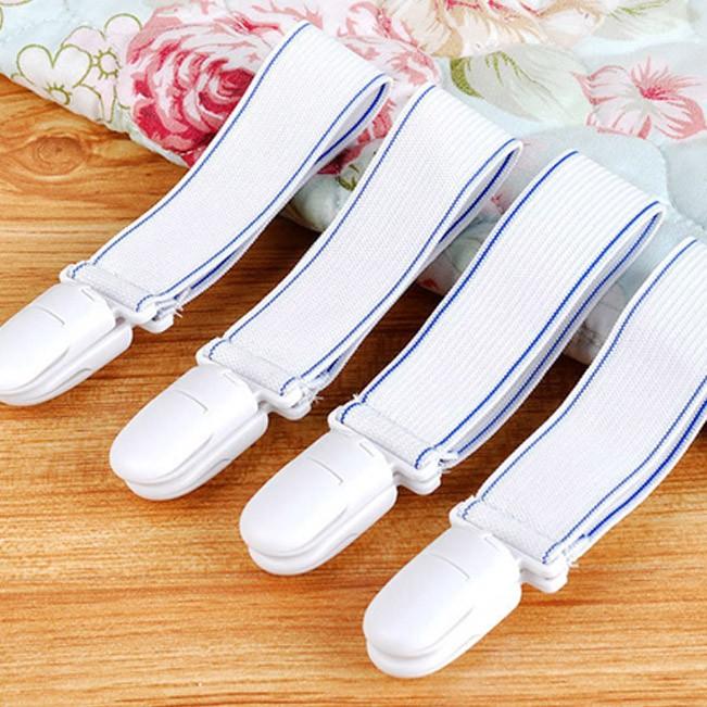 침대시트 고정 클립 4p 논슬립 침대시트 고정클립 밴드 집게 홀더 이불 밀림방지 강력한 이중클립 집게