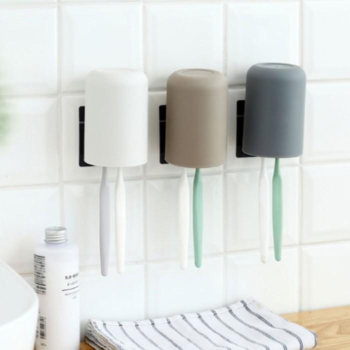 접착식 양치컵 칫솔걸이 접착식 세트 욕실 칫솔 보관 거치대 꽂이