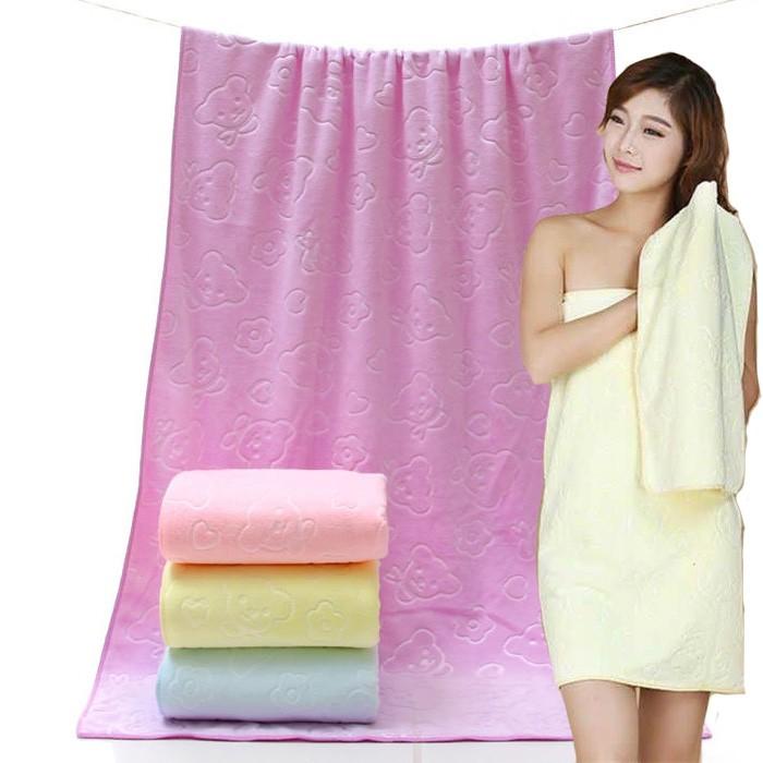 대형 곰돌이목욕샤워타올(70cmx140cm/약 190g) 목욕 타월 곰돌이 샤워 타올 부드러운 촉감 체온 조절