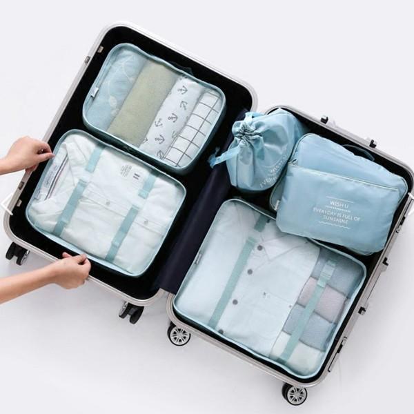 여행용 캐리어파우치 6종세트 생활방수 신발 화장품 이너백 압축 정리백 세면용품