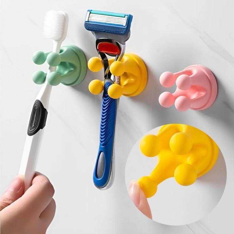 무타공 접착식 문어발홀더 다용도 벽걸이 칫솔걸이