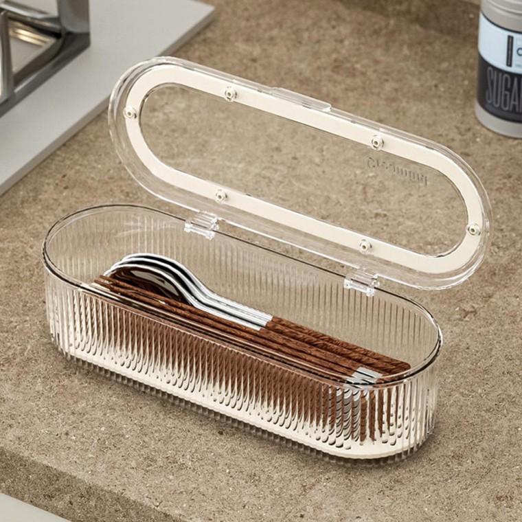 투명 뚜껑 수저통 물빠짐 식기 정리함 수납함