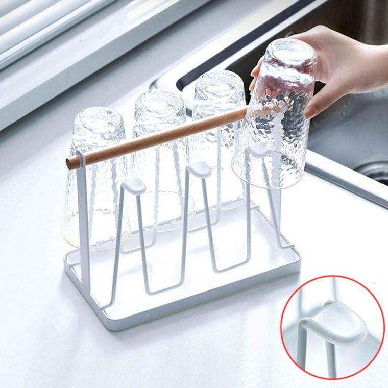 우드핸들 컵건조대 주방 컵정리 물빠짐 트레이