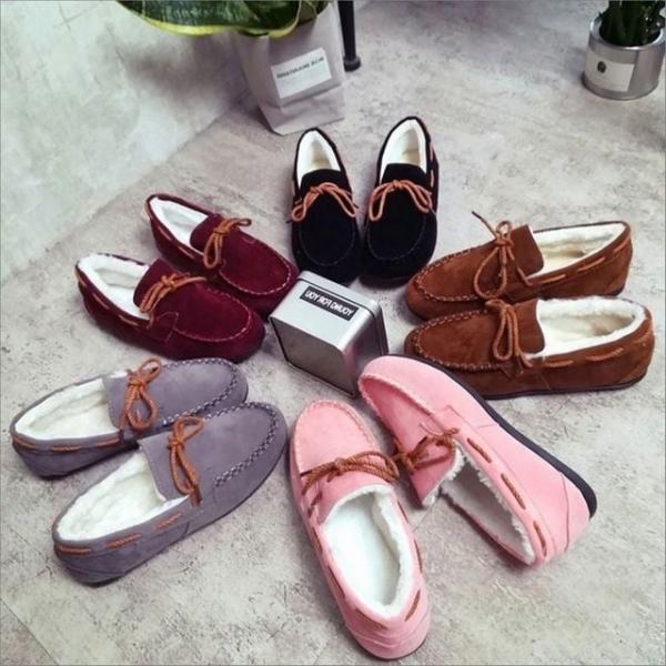 여성 기모로퍼 모카신 방한 단화 겨울 털신발 퍼안감