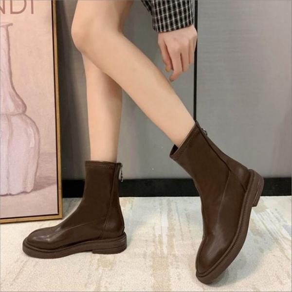 여성 앵클부츠 미들기장 기모안감 겨울부츠 뒷지퍼 2색