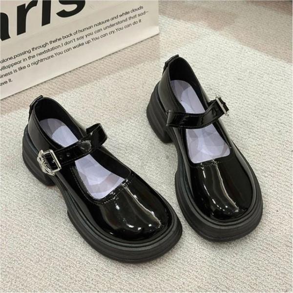 여성 메리제인슈즈 통굽 로퍼 둥근앞코 플랫폼 슈즈 2색