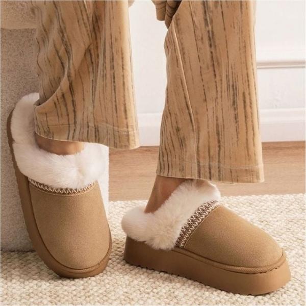 여성 털슬리퍼 퍼트리밍 스웨이드 겨울 실내화 3색