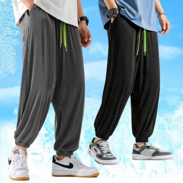 쿨링 플 조거팬츠 고무줄 주름 밴딩 스웻 팬츠