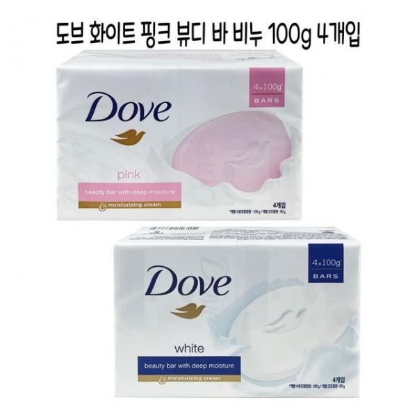 도브 비누 4입 (화이트바 핑크바) -O