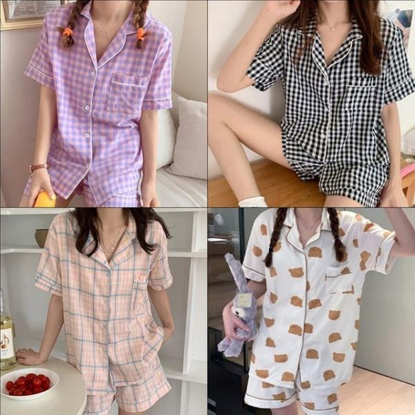 카라 셔츠 반팔 잠옷 체크 파자마 6종