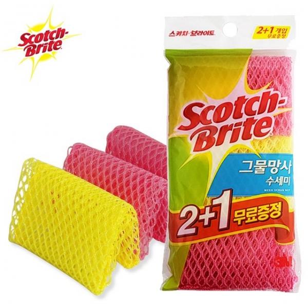 3M 그물망사 수세미 3매입 설거지세척 주방 식당 가정