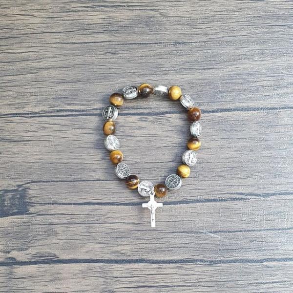 예쁜 카톨릭 패션 소품 베네딕트 십자가 묵주 팔찌