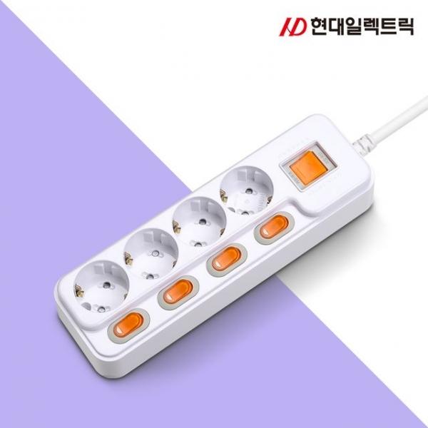 현대 개별+메인 4구 1.5M 멀티탭(16A)