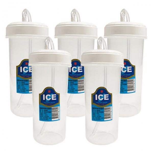 덕신 빨대컵(300ml)x(5개)병원물컵 빨대물병 환자용 P