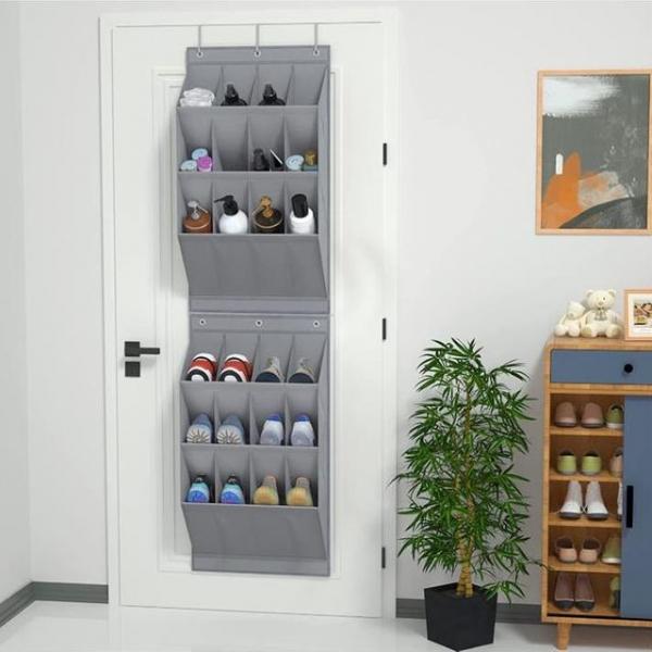 12칸 소품 수납 포켓 그레이 벽걸이 칸막이 틈새 정리