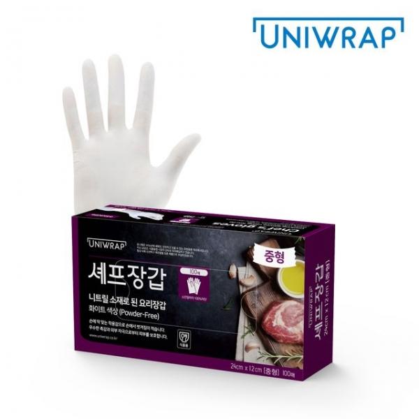 테이팩스 셰프장갑 화이트(중)-100매