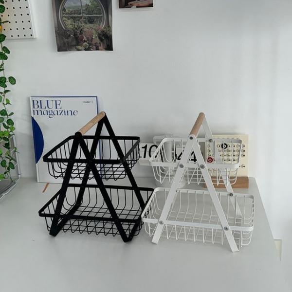 2단 철제 바스켓 주방 수납 바구니 정리함 과일바구니