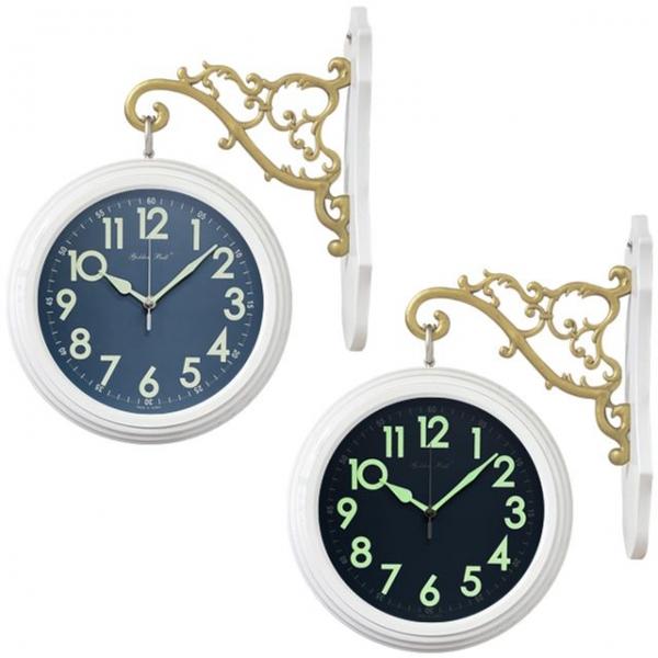 GB3331 야광 무소음메탈 양면 벽시계 화이트 제조한국