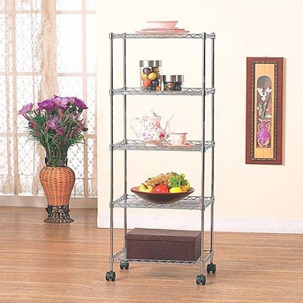 메탈랙450 5단 바퀴달린수납장 슬림선반 이동틈새수납