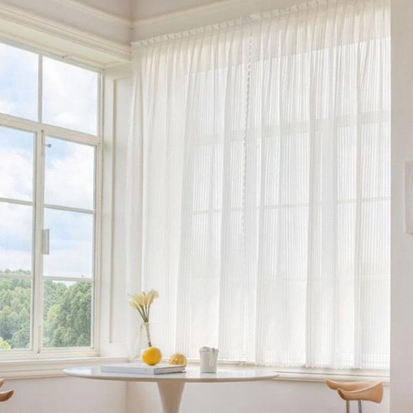 무타공 쉬폰 커튼 공간분리 창문 가림막 레이스 커텐