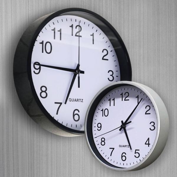 무소음 원형 벽시계 25cm 블랙 실버 원형벽시계