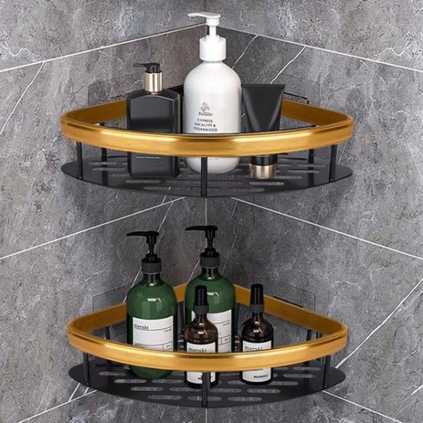 무타공 골드 블랙 욕실 화장실 라인 모서리 코너선반