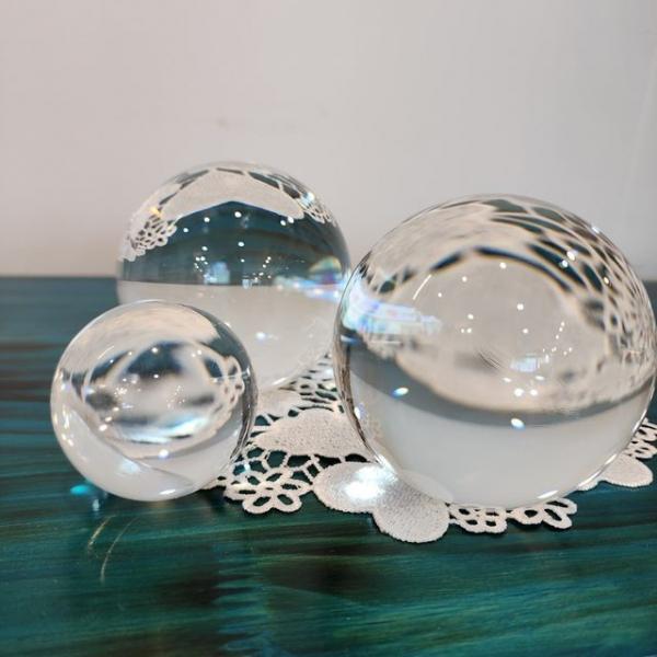 풍수 기운정화 80mm 투명 유리 수정구슬 치유