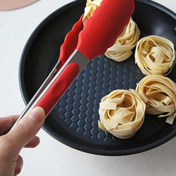 음식이 미끄러지지 않는 비비드 실리콘 집게 2size