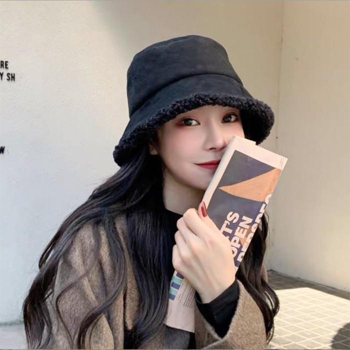 스웨이드 양털 벙거지모자/뽀글이모자/스웨이드모자/겨울 패션모자/버킷햇