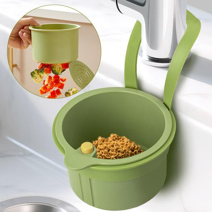 원터치 비움 싱크대 음식물 거름망 2color / 음식물쓰레기 거름통 필터망 다용도 수세미거치대