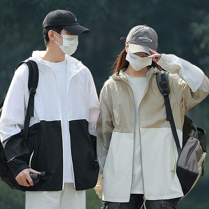 에어로 컬러블럭 경량 바람막이 자켓 4color / 남녀공용 봄 여름 가을 경량 등산 골프 캠핑 데일리 자켓