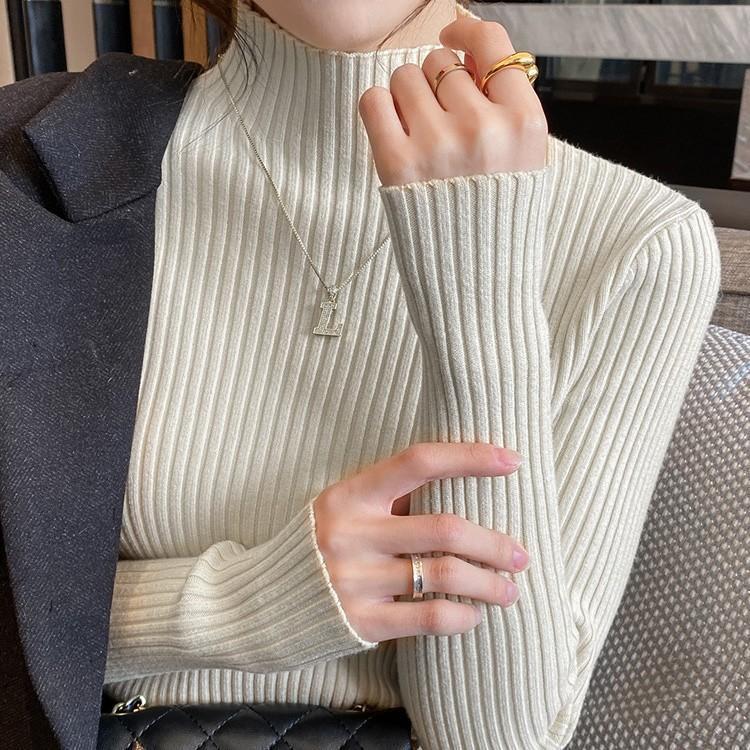 런칭특가 하프넥 니트 스웨터 여성 골지 반폴라 니트 여성 목폴라 반목티 터틀넥