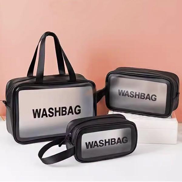 3종세트 투명 방수 워시백 여행용 세면백 세면 목욕가방 화장품 케이스 파우치 비치백