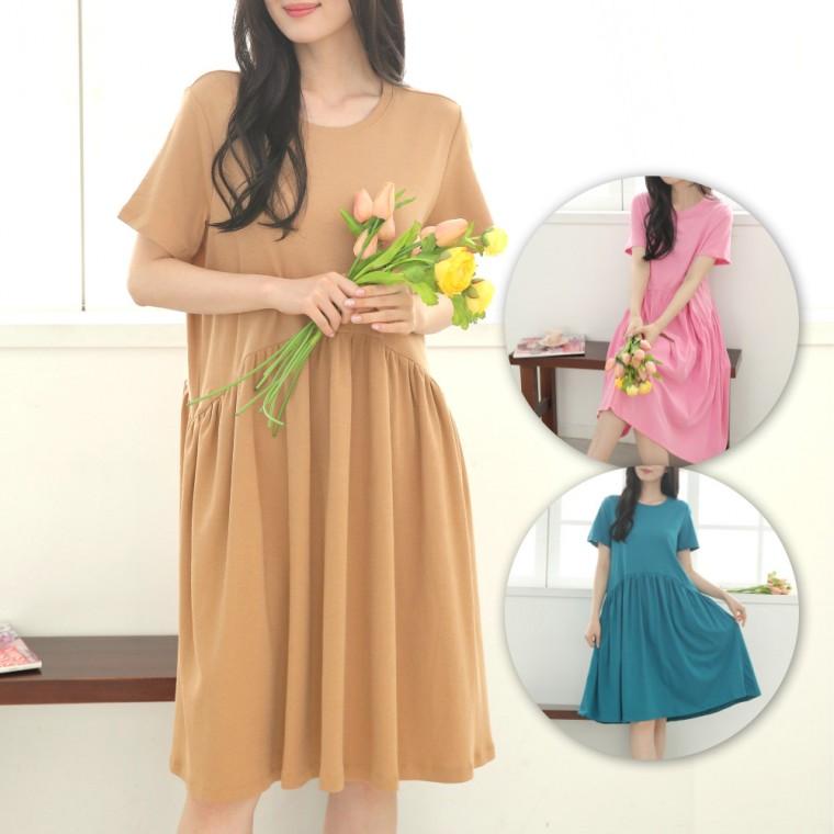 면 여름 프릴 반팔 원피스 맘룩 임산부 홈웨어 빅사이즈 드레스