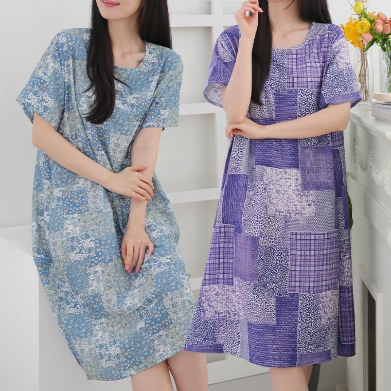 플로리네어 중년여성 인견 여름 반팔 원피스 / 블라우스