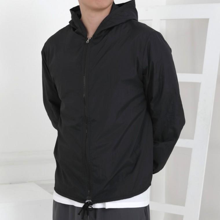 남성 경량 후드 바람막이 자켓 스트링 간절기 아우터