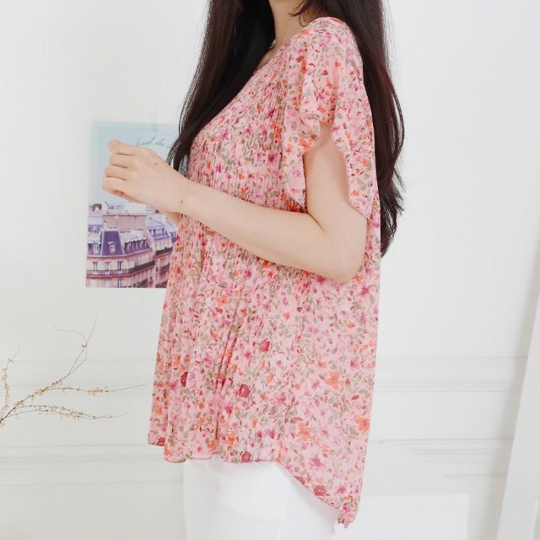 여름 플라워 시폰 블라우스 / 여성 꽃무늬 쉬폰 여성블라우스