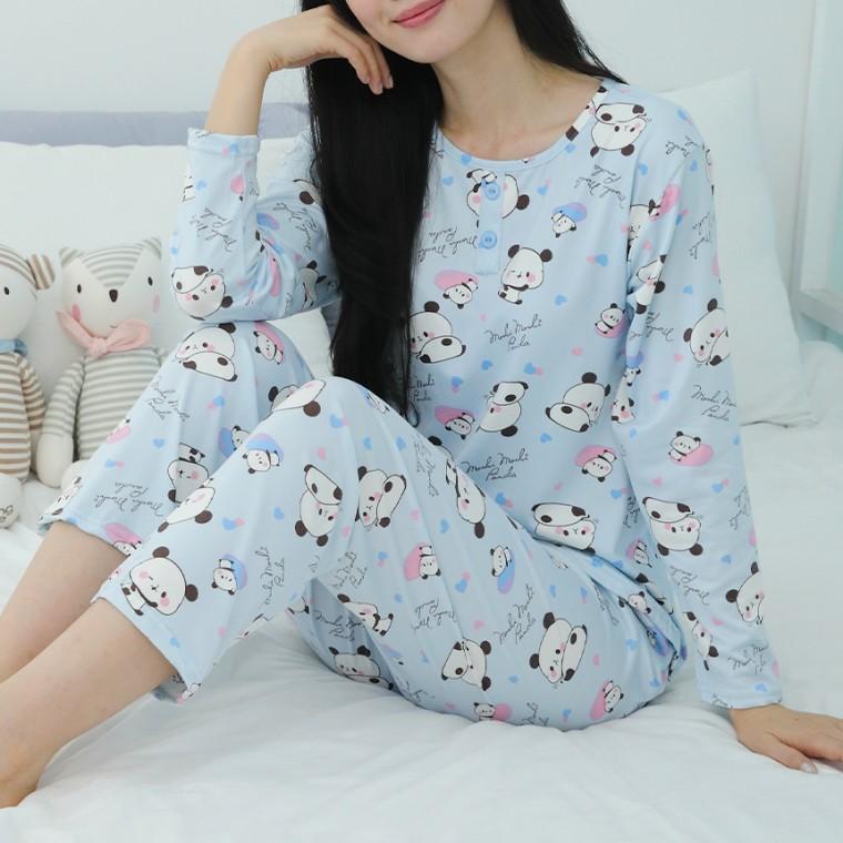 여성 피치 잠옷 상하세트 / 피치기모 홈웨어 파자마 세트