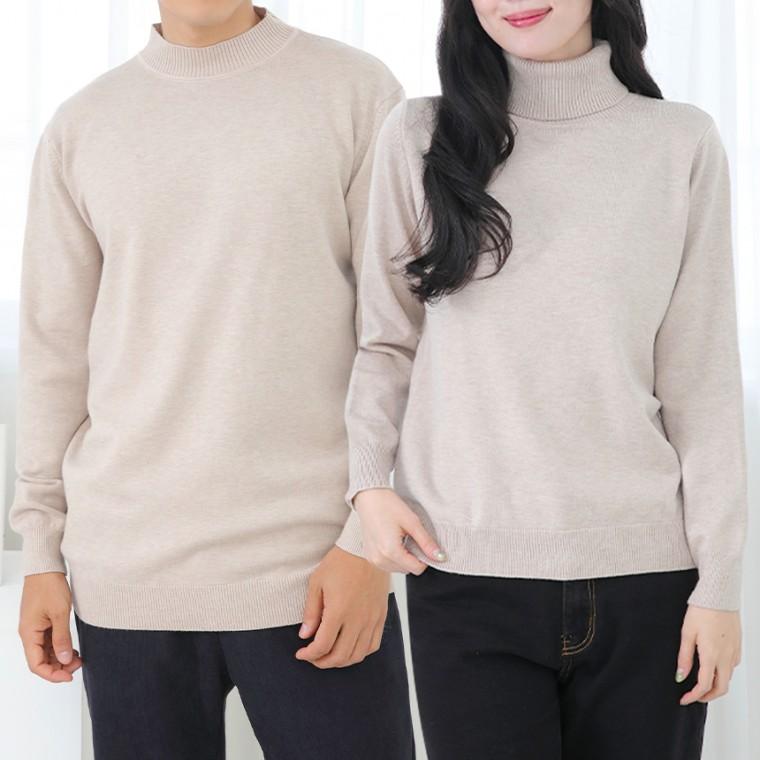 커플 베이직 니트티 / 남성 여성 반폴라 터틀넥 니트 / 가을 겨울 목폴라 기본니트