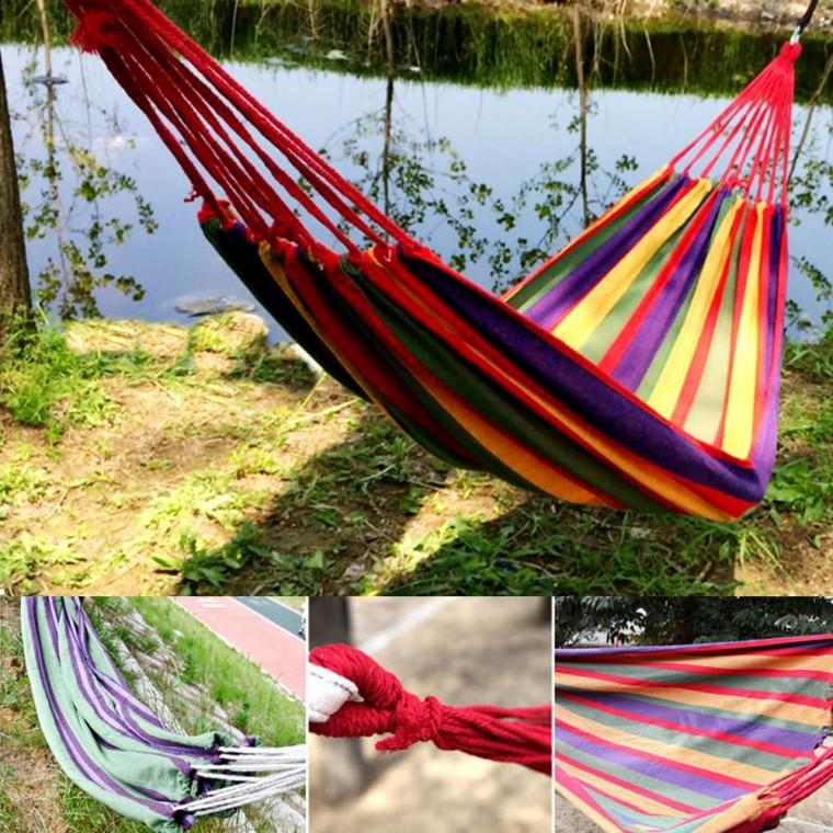 [미르]캠핑용 스트라이프 해먹 그물침대 야외침대 그네침대