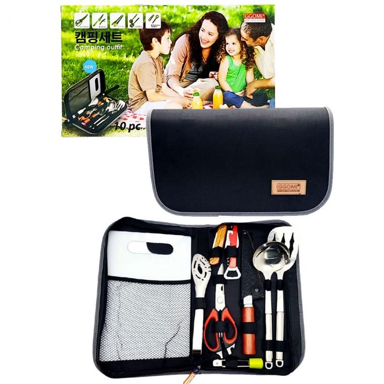 [미르]GGOMI 10종 캠핑세트 아웃도어 야외 조리도구세트 전용케이스 포함