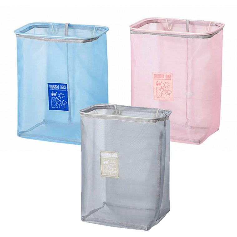 공간활용 벽걸이 메쉬 빨래바구니 무타공 벽면 부착식 빨래망 바구니