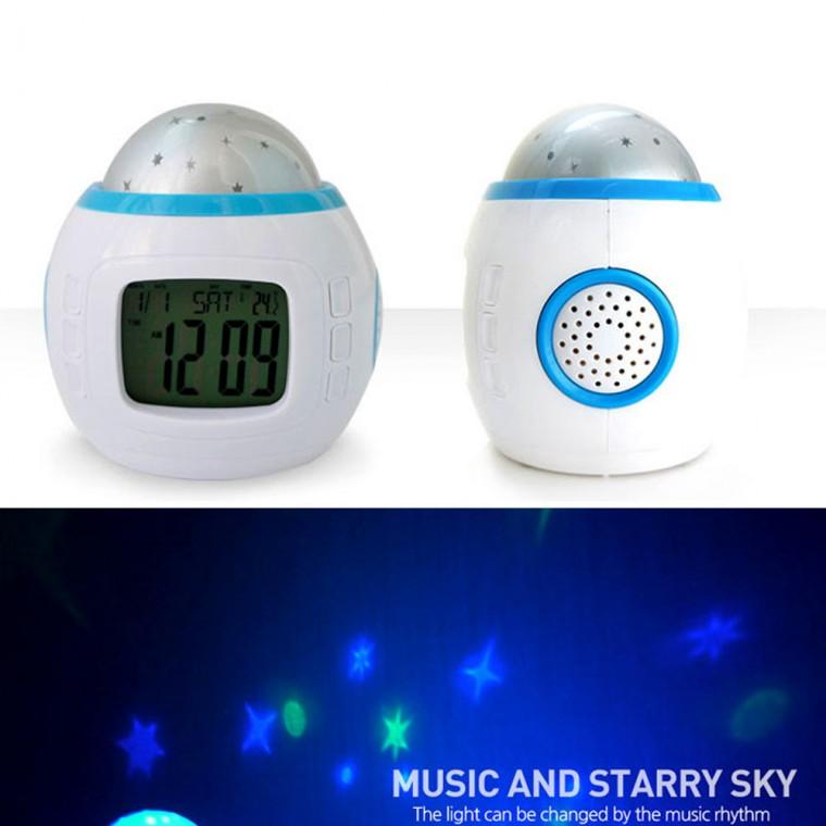 별빛 무드등 알람시계 달력기능 날짜 시간 알람 무드등 온도계 다용도 시계